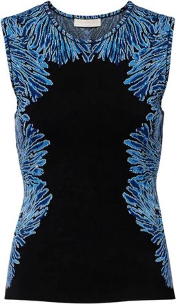 Ulla Johnson Tops, Dames, Blauw, L, Leer, Aylin Knit Jacquard Top