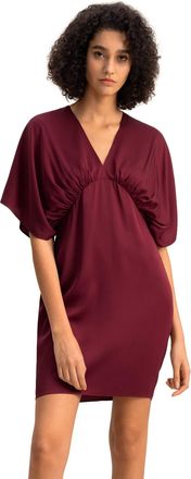 LilySilk Montana Silk Dress for Women High Waist Cap Sleeve Vintage Party Club Zipper Elegant Ladies Summer Dresses Oxblood(Oxblood,16)