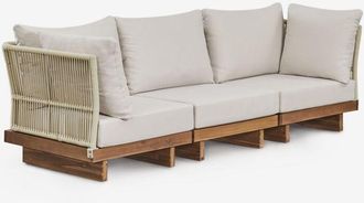 Sklum Sof&aacute; Modular De Jard&iacute;n De 3 Piezas Con 2 Sillones Esquineros En Madera De Acacia Dailin Sklum