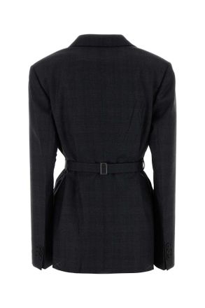 Prada Womens Embroidered Wool Blazer Antracite Giacche E Gilet