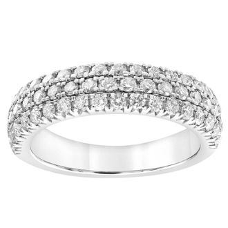 Grown Brilliance 1.024.00 Carat 14K White Gold Round Cut Lab Grown Diamond Wedding Band for Women- Color/Clarity-IBSI