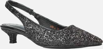 XY London Womens XY London Womens/Ladies Gerri Glitter Sling Back Kitten Heel Court Pumps - Gold - Size: 6