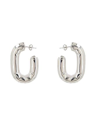 Paco Rabanne Chunky Square Polished Metallic Hoop Earrings