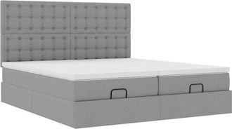 vidaXL Estructura De Cama Otomana Colchones Tela Gris Claro 160x200cm Vidaxl