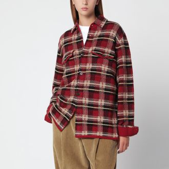 Guest In Residence Camicia a quadri Plaid Work rosso carminio in cashmere
