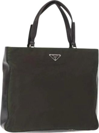 Prada Pre-owned Tote Bags, female, Green, Size: ONE SIZE Pre-owned Nylon Tote Bag