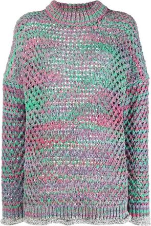 The Attico Casual Multicolour Katoen Nylon Trui - Dames - Ronde hals truien - Veelkleurig - S - Katoen - Truien & Vesten