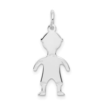 Diamond2Deal 14k White Gold.018 Depth Engravable Boy Charm Pendant