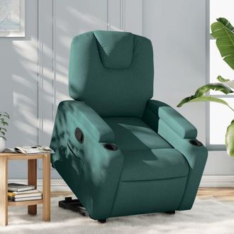 vidaXL Sill&oacute;n Reclinable Elevable Tela Verde Oscuro Vidaxl