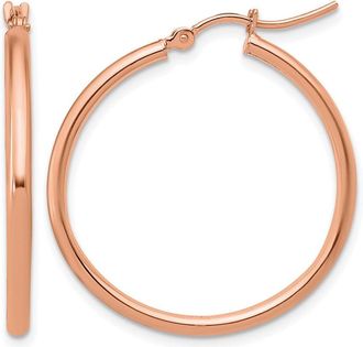 Diamond2Deal 14K Rose Gold 2x30mm Polished Round Hoop Earrings