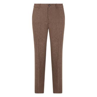 Slowear Suit Trousers, male, Brown, Size: XL Tapered Fit Linen Pants