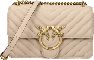 Pinko Pinko Love One Schoudertas Dames Beige Leer