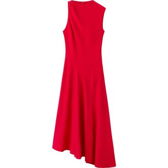 Mango Vestido Sleeveless Asymmetric Midi Dress in Red at Nordstrom, Size 10