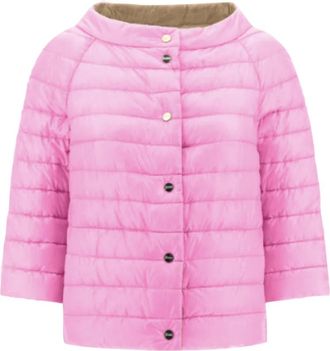 Herno Reversible Cape - Dames - Gewatteerde jassen - Roze - M - Nylon - Jassen