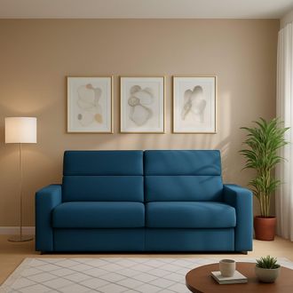 Dmora Dmora - Sof&aacute; Cama 2 Plazas None, Sof&aacute; Convertible Para Sal&oacute;n, Acolchado, Desenfundable, Calidad 100% Made In Italy, 180x95 H100 Cm, Azul