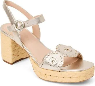 Jack Rogers Laurin Ankle Strap Platform Sandal in Platinum at Nordstrom, Size 6.5
