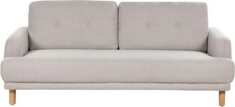 Beliani Divano a 3 posti gambe in legno poliestere rivestito in tessuto tortora Tuve