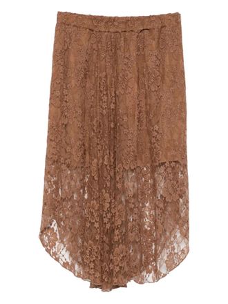 Baum Und Pferdgarten floral-lace skirt - women - Viscose/Viscose/Polyamide - 36 - Brown