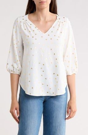Renee C Print Keyhole Top in Ivory at Nordstrom Rack, Size Medium