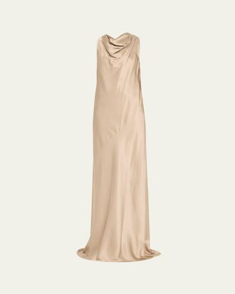 Brunello Cucinelli Cowl-Neck Silk Sleeveless Gown