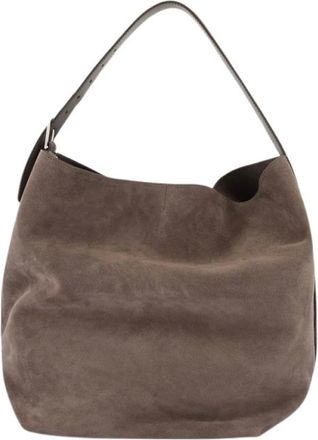 Toteme Shoulder Bags, female, Brown, ONE SIZE, Brown Leather Shopper Bag with Flap
