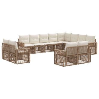 vidaXL Conjunto De Sof&aacute;s De Jard&iacute;n 12 Pcs Beige Y Blanco Crema Vidaxl