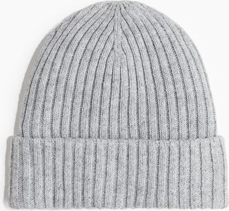 H&M Beanie in Rippstrick - Hellgraumeliert