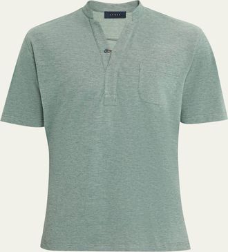 Sease Mens Fish Tail V-Neck Pocket Polo Shirt