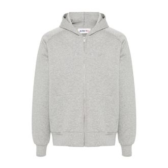 Autry Hoodies & sweatvesten, Heren, Grijs, L, Katoen, Heather Grey Zip-Through Hoodie