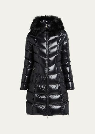 Moncler Fulmarusse Hooded Down Jacket with Faux Fur Trim
