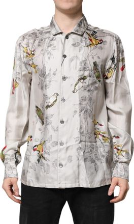 Dolce & Gabbana Multicolor Silk Printed Button Down Mens Shirt
