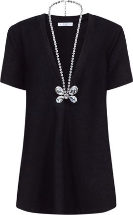 Area butterfly-charm shirt dress - women - Rayon/Modal/Elastane - S - Black