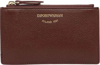Emporio Armani Cartera con cremallera de piel granulada - Accessories - Mujer - Marr&oacute;n - ONE SIZE