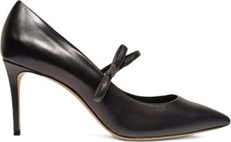 Casadei 80mm Julia Melody bow-embellished strap pumps - women - Calf Leather/Nappa Leather/Nappa Leather - 37 1/2 - Black