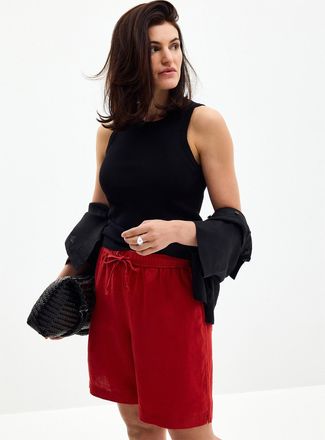 Contemporaine Womens Drawcord waist pure linen Bermuda short Fit: Wide leg, high rise