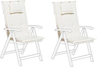 Beliani Beliani - Conjunto De 2 Cojines Para Silla De Jard&iacute;n Blanco Crema Asiento Respaldo Comodidad Descanso Toscana/java
