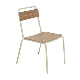 Oviala Silla de jard&iacute;n met&aacute;lica color crema