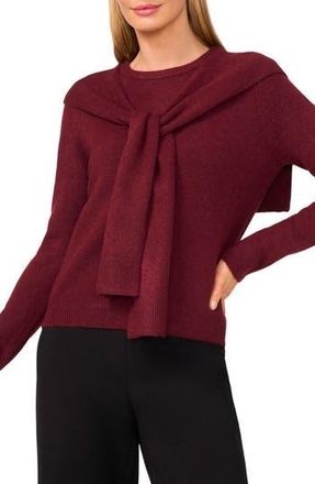 Halogen Shoulder Wrap Detail Sweater in Burgundy at Nordstrom Rack, Size X-Large