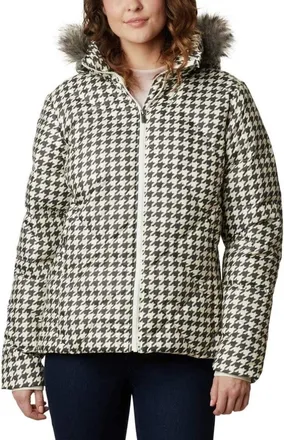 Columbia Icy Heights II Jacket Womens Chalk Houndstooth Down Hooded KFC412