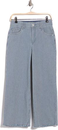 Democracy High Waist Fray Hem Wide Leg Jeans in Blue Railroad Stripe at Nordstrom Rack, Size 14P