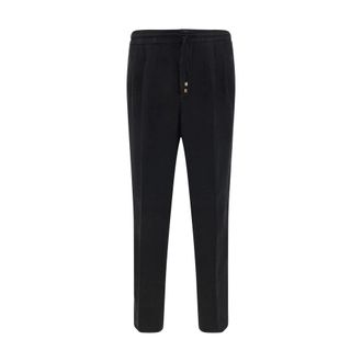 Brunello Cucinelli Pantaloni in lino con coulisse - - Trousers - Uomo - Nero - 2XL