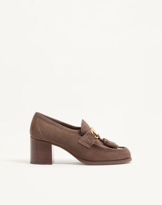 Valentino Garavani Mocassino D&eacute;collet&eacute; VLogo Signature In Crosta 60mm Donna MARRONE 35.5