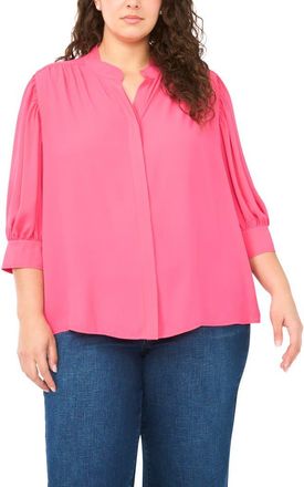 CeCe by Cynthia Steffe Hidden Placket Shirt in Raspberry Radiance at Nordstrom, Size 2X