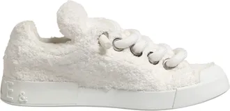 Dolce & Gabbana White Faux Shearling Low Top Sneakers Mens Shoes