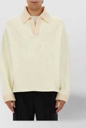 Jacquemus cotton v-neck long-sleeve polo sweater