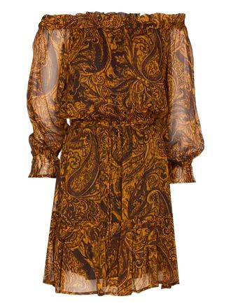 Pinko paisley-print off-shoulder midi dress - Yellow