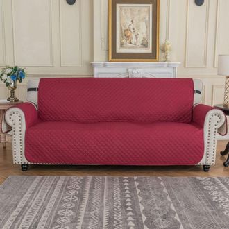 OEM Housse Canap 3 Places, Impermeable Housse De Canap Avec Accoudoirs, Universelle Couvre Canap Antidrapante,bourgogne