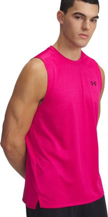 Under Armour Mens Tech Vent Tank Top, Shaded Fuchsia / Black - 681, Medium