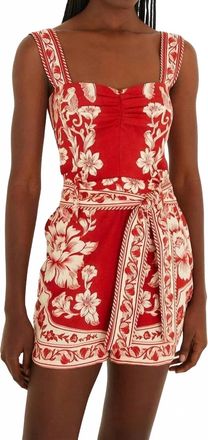 Farm Rio Guanacaste Belted Romper In Red