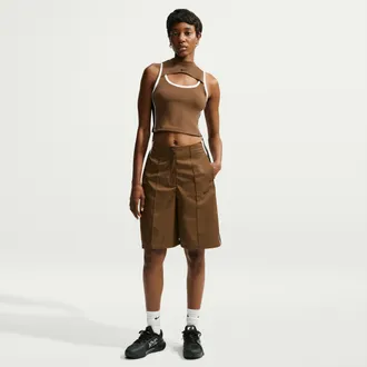 Nike Womens Naomi Osaka Loose Mid-Rise Shorts in Brown | IO5811-235